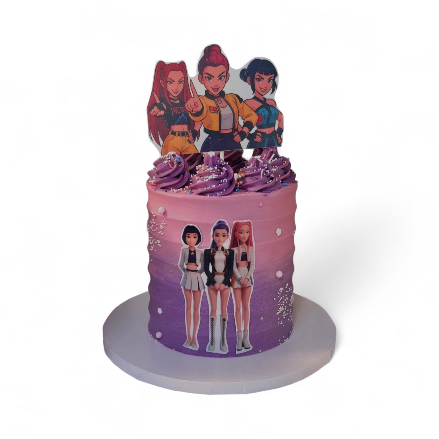 K-Pop Demon Hunters Pink & Purple Ombré Simple Cake