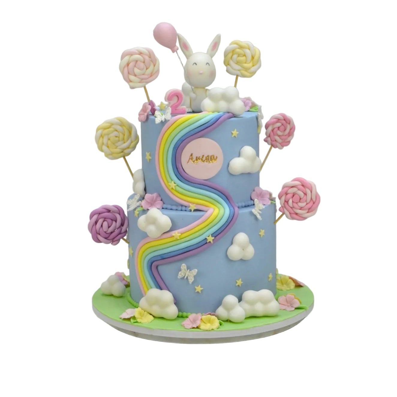 Pastel Rainbow Bunny Birthday Cake