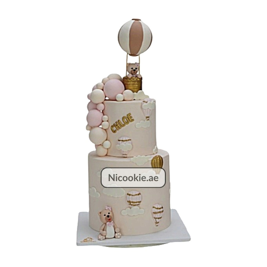 Pink Hot Air Balloon Bear Cake