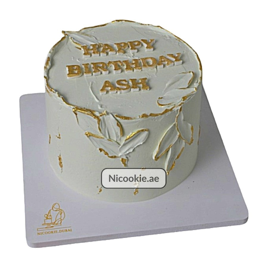 White & Gold Leaf Cake