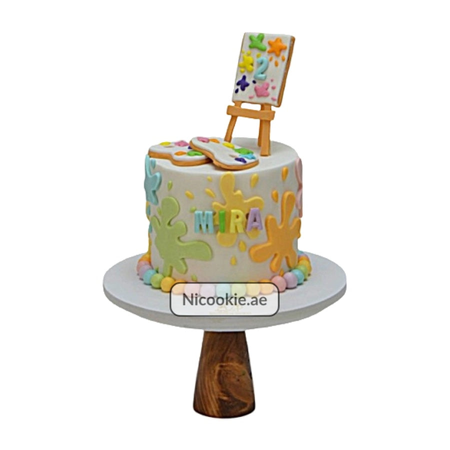 Art splatter kids birthday cake