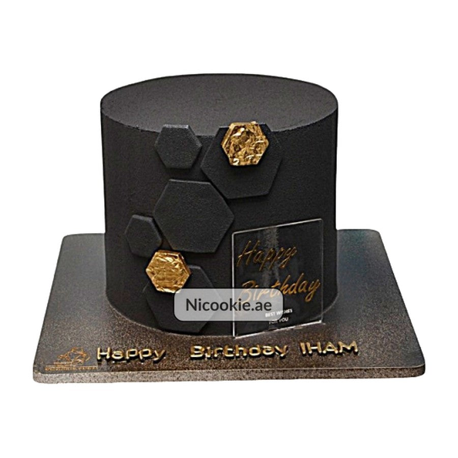 Black Gold Hexagon Cake