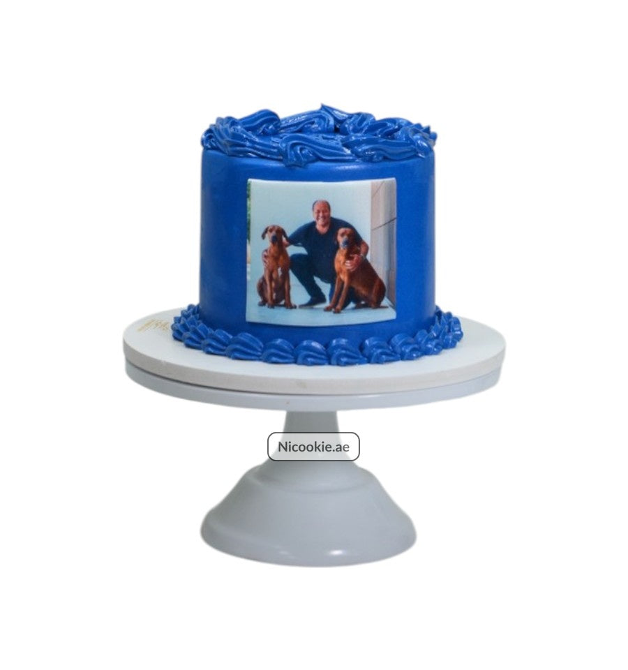 Blue Photo Celebration Cake