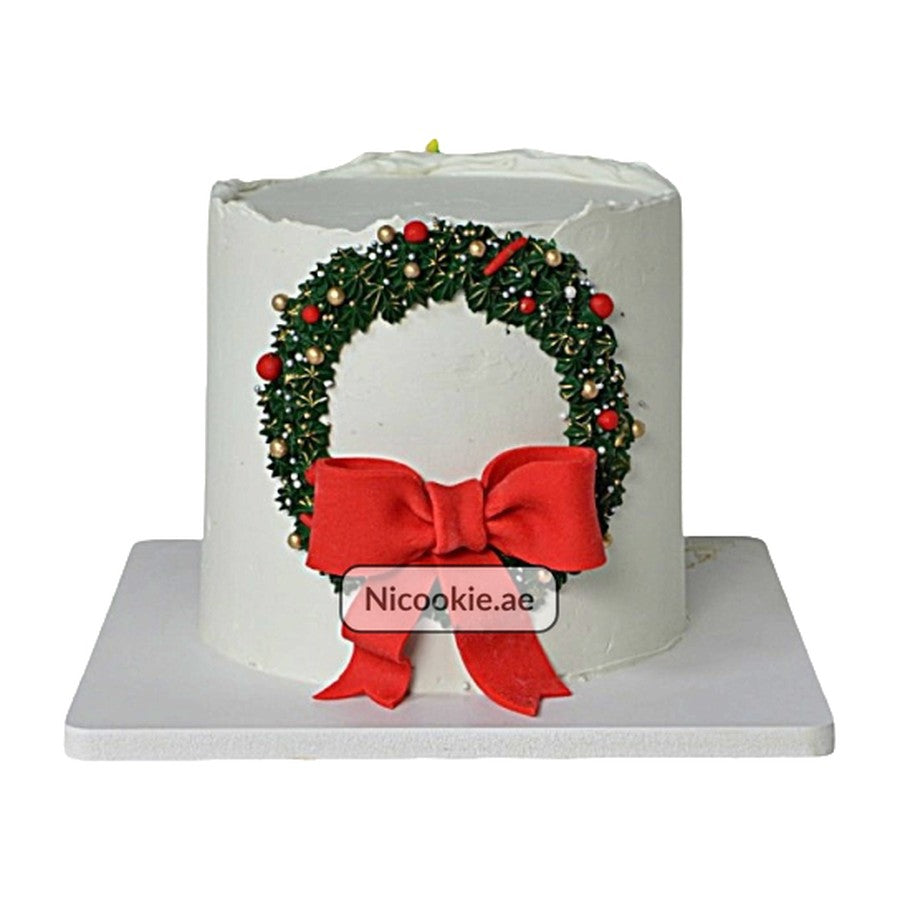 Christmas Wreath Bow Cake