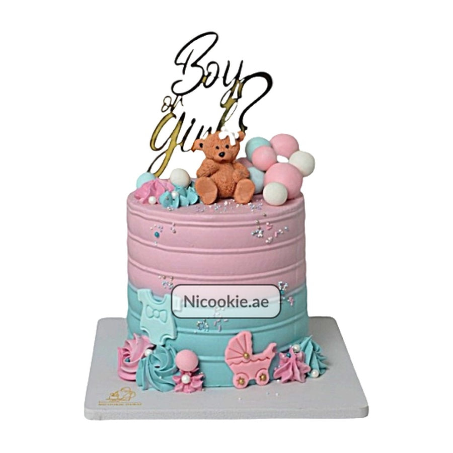 Gender Reveal Teddy Cake