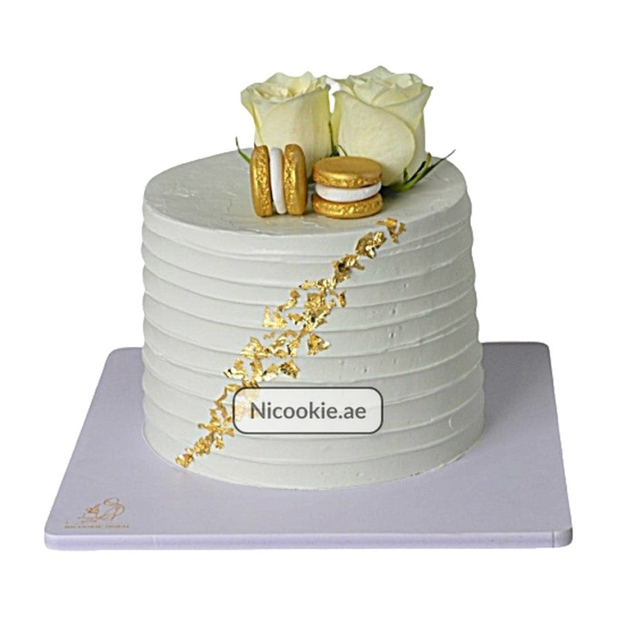 Gold Rose Macaron Cake