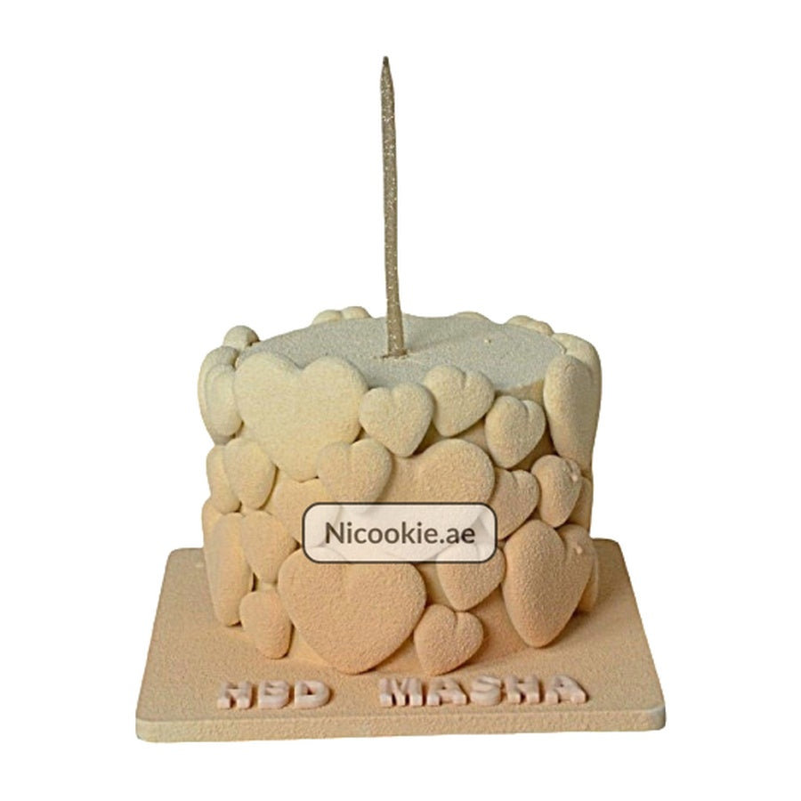 Heart Textured White Cake