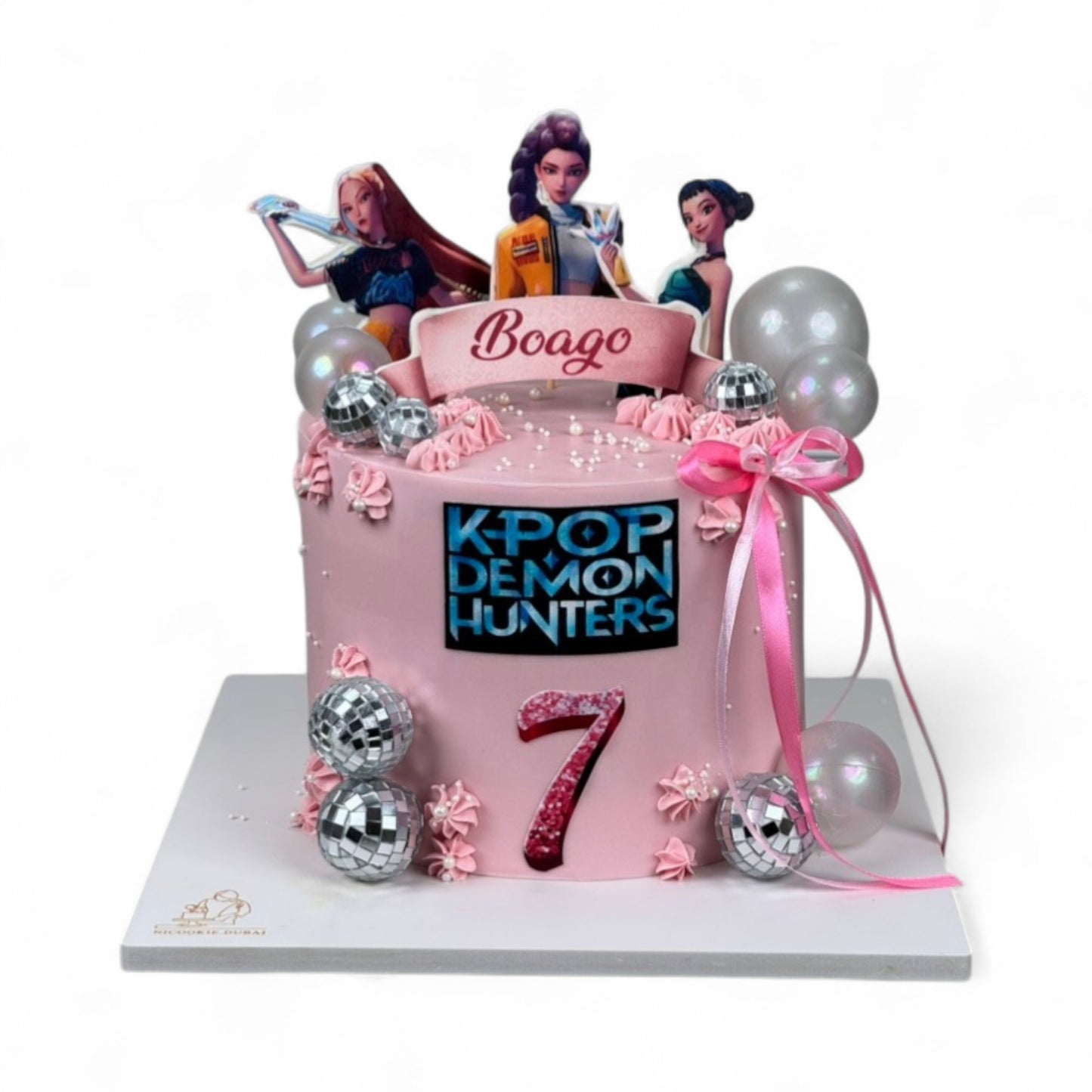 K-Pop Demon Hunters Pink Disco Birthday Cake - Boago