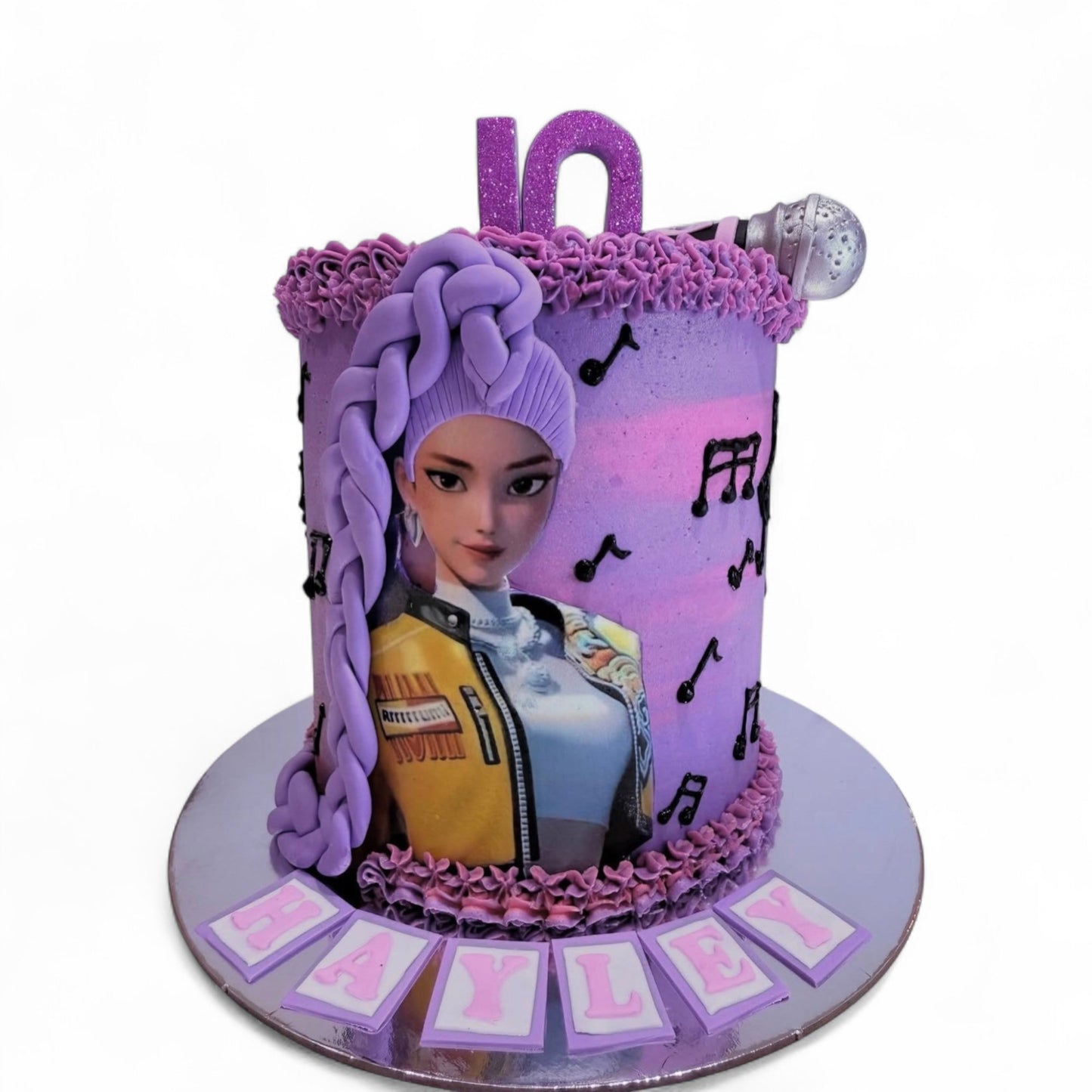 K-Pop Demon Hunters Purple Character Cake with Music Notes - Jo