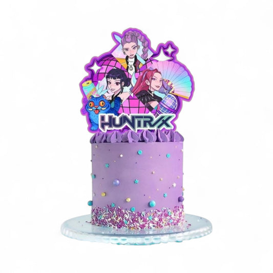 K-Pop Demon Hunters Purple Confetti Single-Tier Cake - HUNTRX