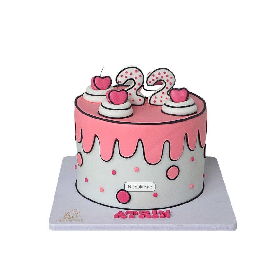 Pink Cherry Comic Cake