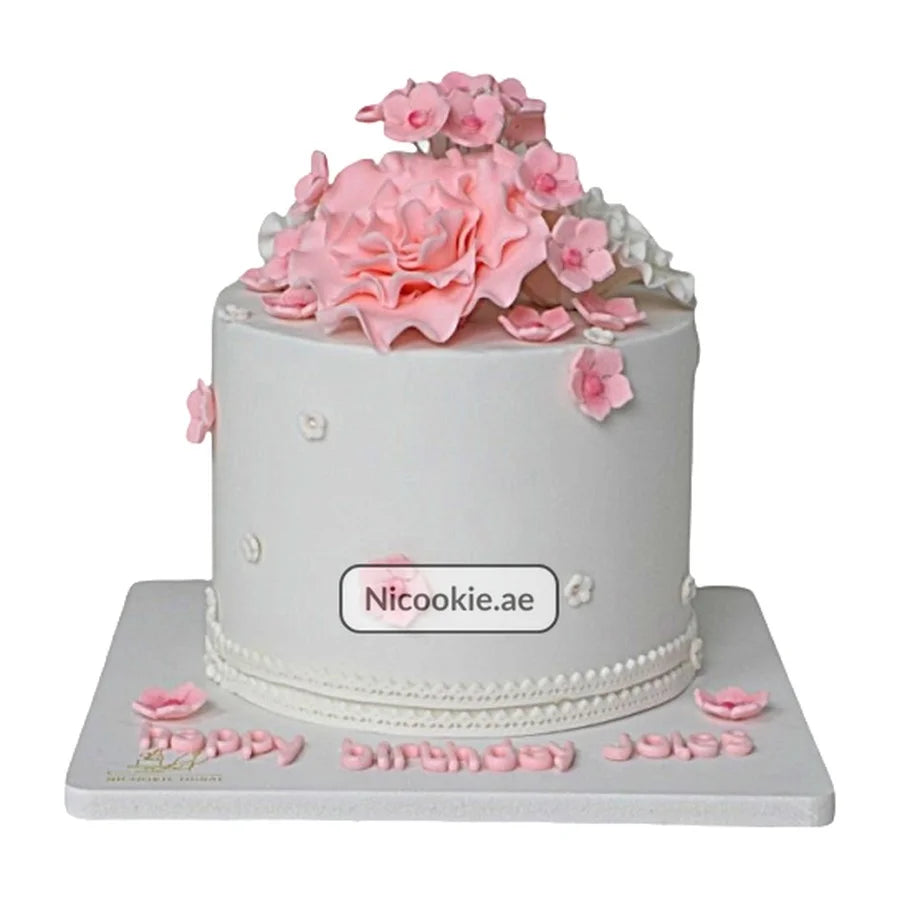 Pink Floral Birthday Cake