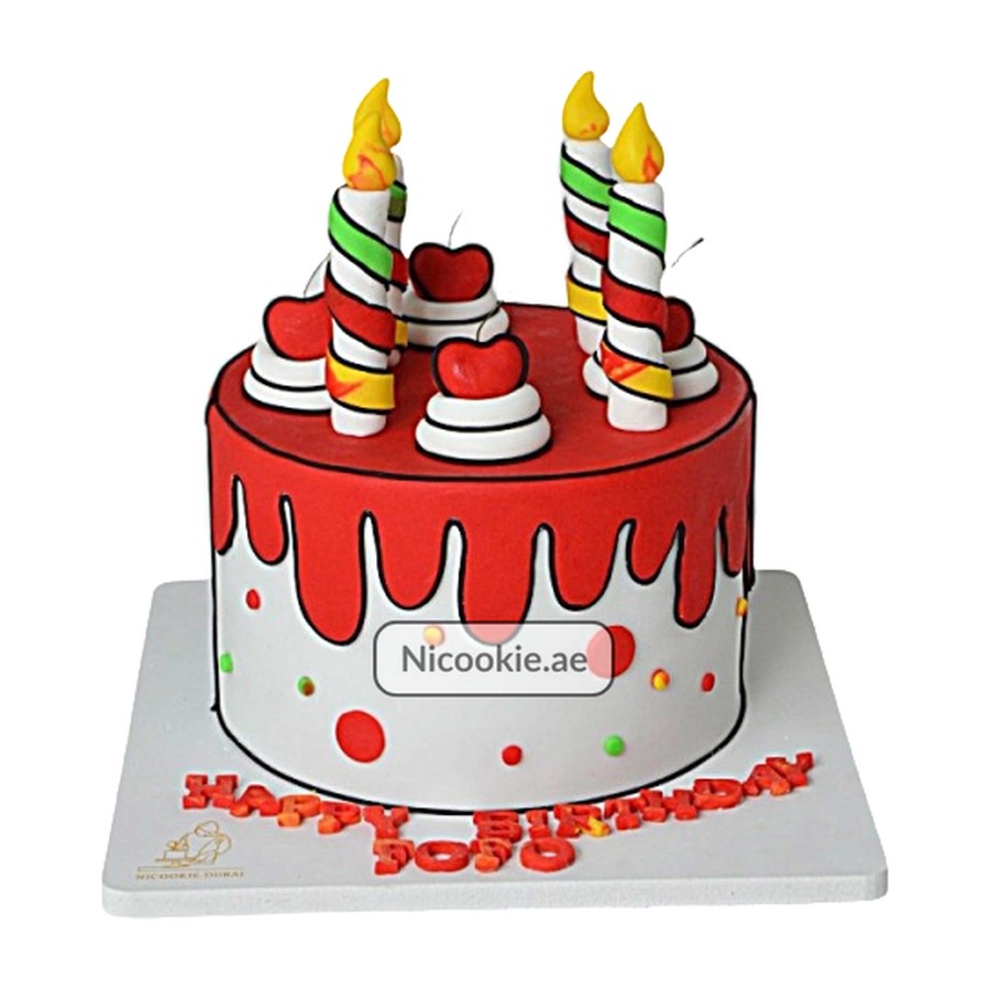 Red Drip Candle Cake