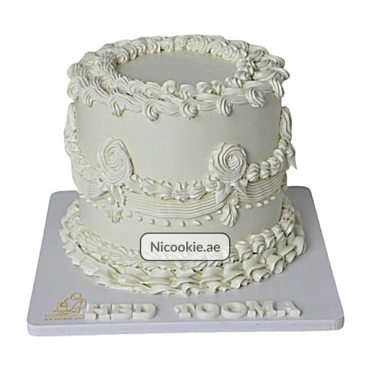 White Vintage Swirl Cake