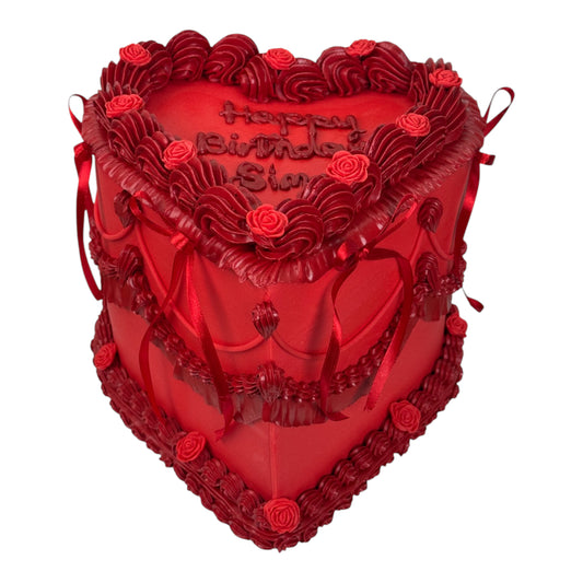 Rose Ribbon Heart Cake