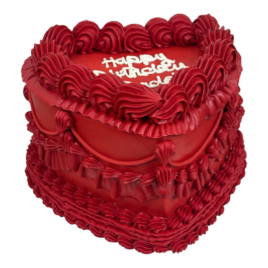 Scarlet Ruffle Heart Cake