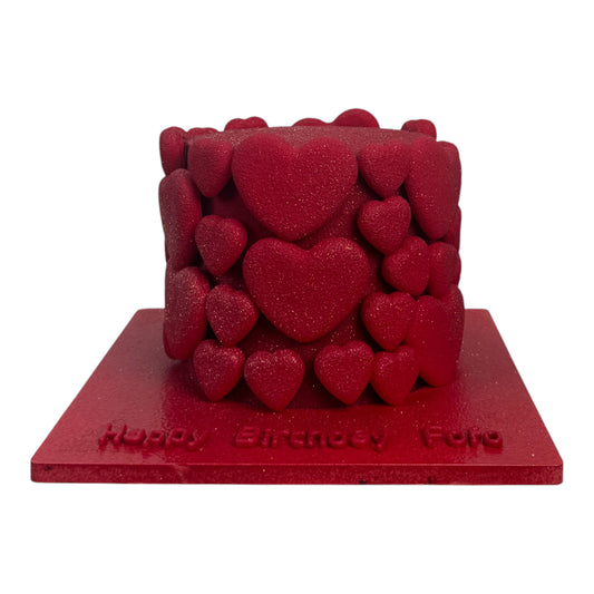 Velvet Heart Cube Cake
